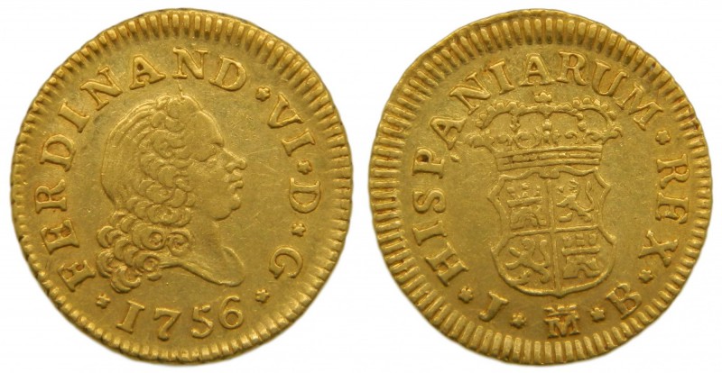 Fernando VI (1746-1759). 1756. JB. 1/2 escudo. Madrid. (Cal. 253). Au 1,73 gr. G...