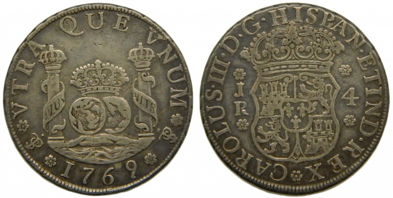Carlos III (1759-1788). 1769. JR. 4 reales. Potosí. (Cal. 1170). Ag 13,33 gr. RA...