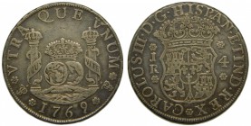 Carlos III (1759-1788). 1769. JR. 4 reales. Potosí. (Cal. 1170). Ag 13,33 gr. RARA. Grado: EBC-