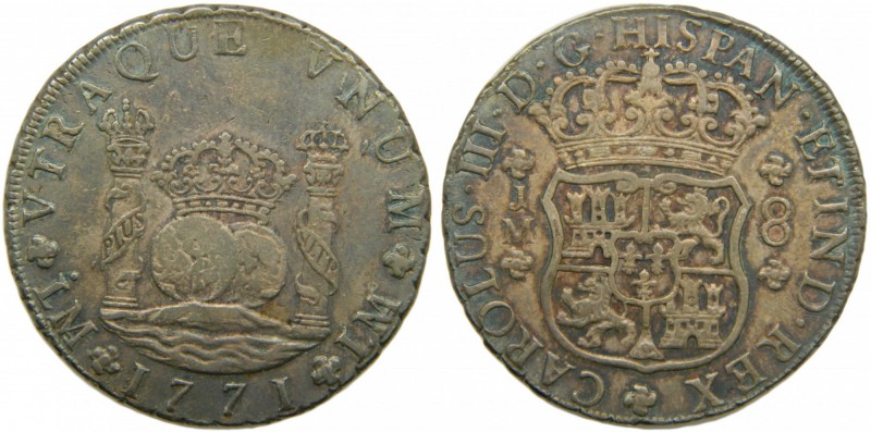 Carlos III (1759-1788). 1771. JM. 8 reales. Lima. (Cal. 848). Ag 26,98 gr. (HISP...