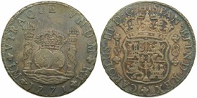 Carlos III (1759-1788). 1771. JM. 8 reales. Lima. (Cal. 848). Ag 26,98 gr. (HISPAN). Bonita pátina. Grado: MBC
