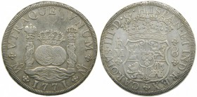 Carlos III (1759-1788). 1771. FM. 8 reales. México. (Cal. 914). Ag 26,89 gr. Columnario. Grado: MBC