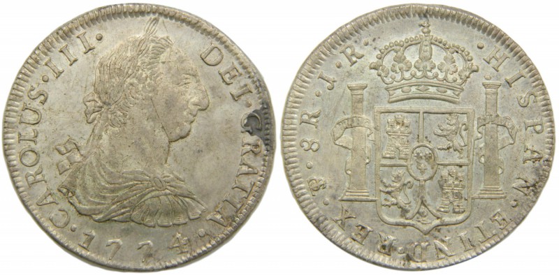 Carlos III (1759-1788). 1774. JR. 8 reales. Potosí. (Cal.974). Ag 27,05 gr. Part...