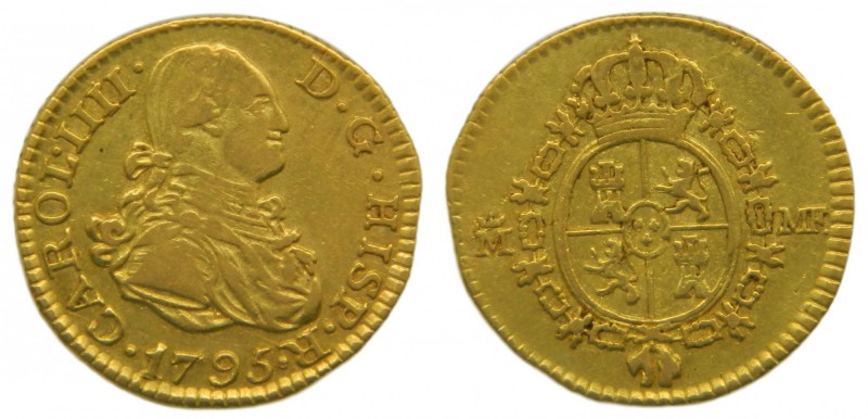 Carlos IV (1788-1808). 1795. MF. 1/2 escudo. Madrid. (Cal.615). Au 1,75 gr. Muy ...