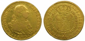 Carlos IV (1788-1808). 1803. FA. 2 escudos. Madrid. (Cal. 345). Au 6,68 gr. Grado: BC+