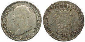 José Napoleón (1808-1814). 1810. AI. 4 reales. Madrid. (Cal. 54). Ag 5,87 gr. Grado: MBC
