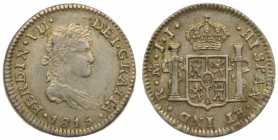 Fernando VII (1808-1833). 1815. JJ. 1/2 real. México. (Cal. 1347). Ag 1,68 gr. Grado: EBC