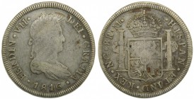 Fernando VII (1808-1833). 1816. M. 8 reales. Guatemala. (Cal. 464). Ag 26,71 gr. Grado: MBC