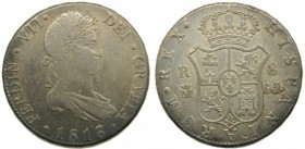 Fernando VII (1808-1833). 1816. GJ. 8 reales. Madrid. (Cal. 505). Ag 26,83 gr. HISPANIARUM. Grado: MBC+