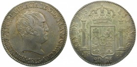 Fernando VII (1808-1833). 1823. SP. 20 reales. Barcelona. (Cal. 369). Ag 26,93 gr. Bonito color. Grado: EBC+