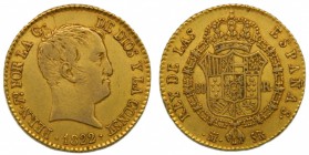 Fernando VII (1808-1833). 1822. SR. 80 reales. Madrid. (Cal. 218). Au 6,73 gr. Grado: MBC