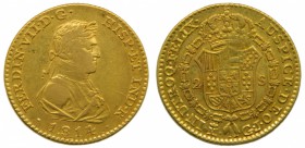 Fernando VII (1808-1833). 1814/3. GJ. 2 escudos. Madrid. (Cal.208 var). Au 6,77 gr. Grado: MBC