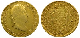 Fernando VII (1808-1833). 1820. CJ. 2 Escudos. Sevilla. (Cal. 262). Au 6,77 gr. Grado: MBC