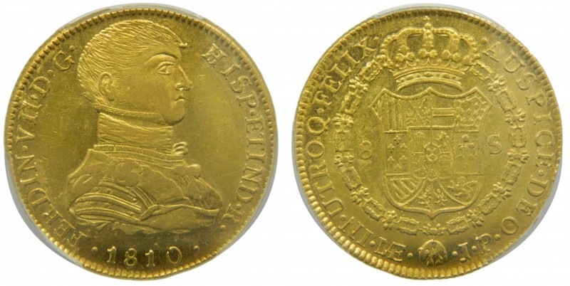 Fernando VII (1808-1833). 1810. JP. 8 escudos. Lima. (Cal. 14). (Cal. onza 1212)...