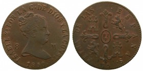 Isabel II (1833-1868). 1850. 8 maravedís. Jubia. (Cal. 488). Grado: EBC-