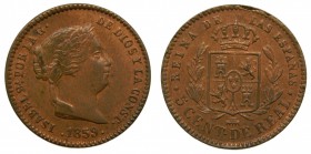 Isabel II (1833-1868). 1859. 5 céntimos de real. Segovia. (Cal. 616). Grado: SC