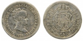 Isabel II (1833-1868). 1838. CL. 1 real. Madrid. (Cal. 409). Ag 1,45 gr. Grado: MBC