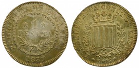 Isabel II (1833-1868). 1837. PS. 1 peseta. Barcelona. (Cal. 258). Ag 5,78 gr.  Grado: EBC+