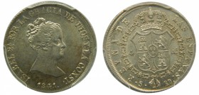 Isabel II (1833-1868). 1841. RD. 4 reales. Sevilla. (Cal. 318). PCGS. Brillo original. Algo desplazada. Grado: MS62