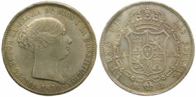Isabel II (1833-1868). 1850. CL. 20 reales. Madrid. (Cal. 170). Ag 25,81 gr. Grado: EBC+