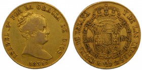Isabel II (1833-1868). 1835. CR. 80 reales. Madrid. (Cal. 68). Au 6,76 gr. Grado: MBC