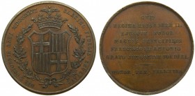 Isabel II (1833-1868). 1846. Barcelona. (V. 383) (V.Q. 14292) (Cru. Medalles 554). Peso 25 gr. Ø 37 mm. Bronce. CUM REGINA ELISABETH II. EJUSQUE SOROR...