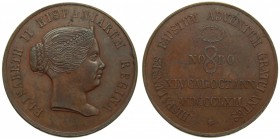 Isabel II (1833-1868). 1862. Sevilla. Medalla. 29,82 gr. Ø 37 mm. ELISABETH II HISPANIARUM REGINA. HISPALENSES FAUSTUM ADVENTUM GRATULANTES. XIV.CAL.O...