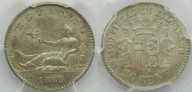 Gobierno Provisional (1868-1871). 1869. (*6-9). SNM. 50 céntimos. (Cal. 18). PCGS. Grado: MS 63