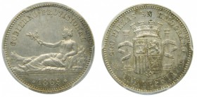 Gobierno Provisional (1868-1871). 1869. SNM. 1 peseta. Madrid. (Cal. 14). (KM#652). PCGS. Grado: MS 62