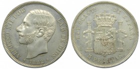 Alfonso XII (1874-1885). 1882. (*18-82). MSM. 5 pesetas. (Cal. 36). Muy bonito. Grado: EBC-