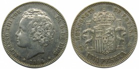 Alfonso XIII (1886-1931). 1894. (*18-94). PGV. 1 peseta. (Cal. 40). Ag 4,97 gr. Grado: MBC+