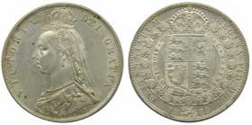 Gran Bretaña. 1/2 crown. 1889. KM#764. Ag 14,11 gr. Victoria. 1/2 corona. Grado: EBC+