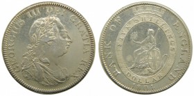 Gran Bretaña. Dollar. Five shillings. 1804. KM#Tn1. Ag 26,86 gr. George III. (1760-1820). Bank of England. Limpiada. Grado: MBC