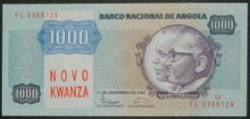 Angola. 1000 Novo Kwanza. 1000 kwanzas. ND. old date 11.11.1987. (Pick 124).  Grado: SC