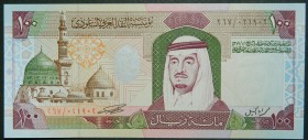Arabia Saudita. 100 riyals. L. AH1379. (1984). (Pick 25 b).  Grado: SC