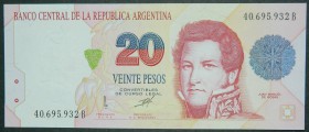 Argentina. 20 pesos. ND. (1992-97). (Pick 343).  Grado: SC