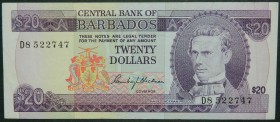 Barbados. 20 dollars. ND (1973). (Pick 34 a). 20 dólares.  Grado: MBC