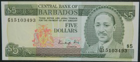 Barbados. 5 dollars. ND (1986). (Pick 37). 5 dólares.  Grado: SC