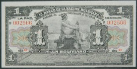 Bolivia. 1 boliviano. 11.5.1911. (Pick 102 b).  Grado: SC