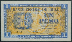 Chile. 1 peso = 1/10 Condor. 3.3.1943. (Pick 90).  Grado: SC