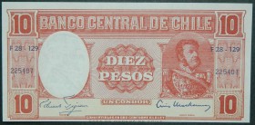 Chile. 10 pesos. 1 Centesimo de Escudo. ND (1960-61). (Pick 125).  Grado: SC