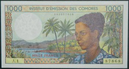 Comoras. 1000 francs. ND (1976). (Pick 8 a). 1000 francos. Ondulaciones.  Grado: SC-