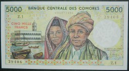 Comoras. 5000 francs. ND (1984-2005). (Pick 12 a). 5000 francos. Ligeras ondulaciones.  Grado: SC