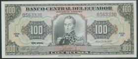 Ecuador. 100 sucres. 24.5.1968. (Pick 105 a).  Grado: SC