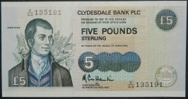 Escocia. 5 pounds. 2.4.1990. (Pick 218 a).  Grado: SC