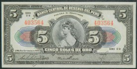 Perú. 5 soles. 8.9.1939. (Pick 66).  Grado: SC-