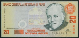 Perú. 20 nuevos soles. 25.6.1992. (Pick 153).  Grado: SC-