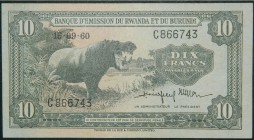 Rwanda & Burundi. 10 francs. 15.9.1960. (Pick 2). 10 francos.  Grado: EBC
