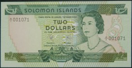 Islas Salomón. 2 dollars. ND (1977). (Pick 5a). 2 dólares.  Grado: SC