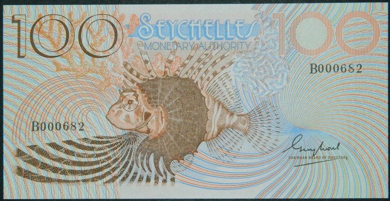 Seychelles. 100 rupees. ND (1979). (Pick 26). Número de serie bajo.  Grado: SC...